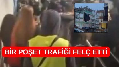 Bir poşet trafiği felç etti