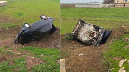 Akçakale’de otomobil tarlaya uçtu: 1 yaralı