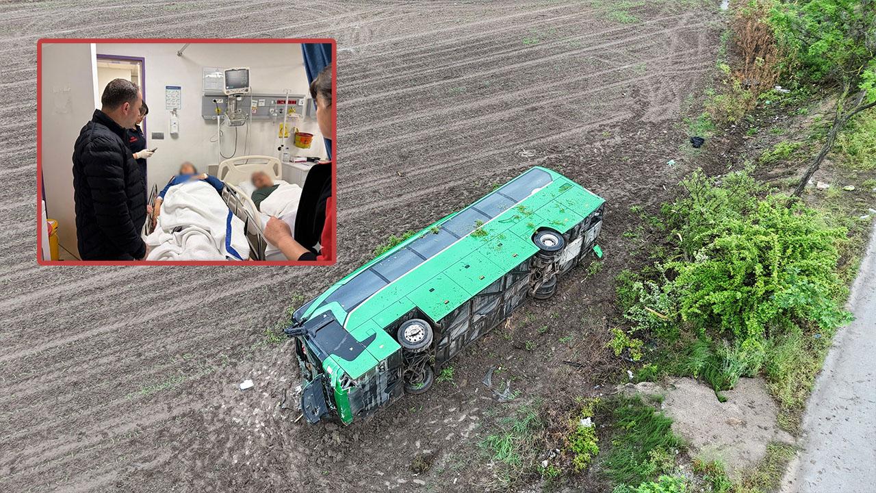 Çanakkale’de yolcu otobüsü tarlaya devrildi: 46 yaralı