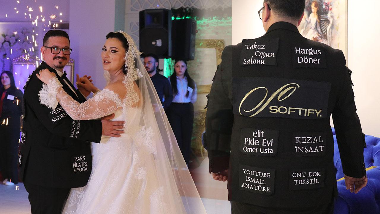 Düğüne sponsorlu damatlık damga vurdu