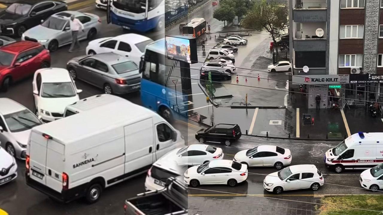Kitlenen trafiğin imdadına otobüs şoförü yetişti