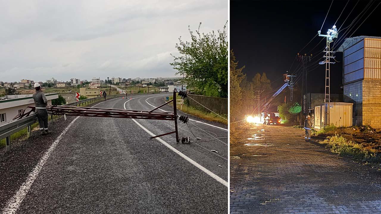 Şanlıurfa’da fırtına enerji hatlarını vurdu: Dicle Elektrik sahada!