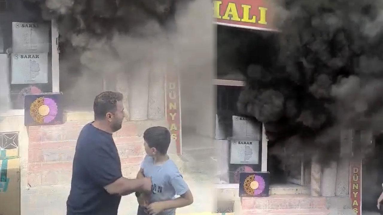 Mardin'de halı mağazasında yangın!
