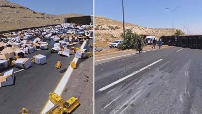 Şanlıurfa'da sıvı yağ yüklü tır devrildi! Tonlarca yağ yola saçıldı!